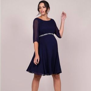 Deep Blue Beaded Maternity Cocktail Dress